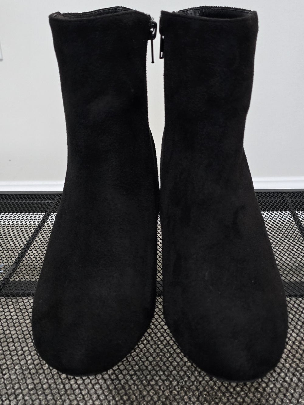 Allegra K Black Suede Ankle Booties with Side Zip